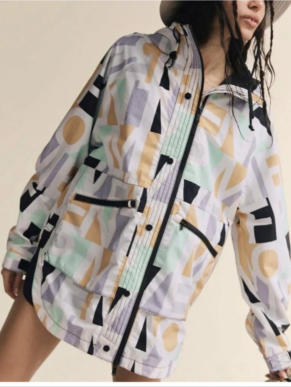 NWT FP Movement Singing In The rain Printed packable Jacket Sz M